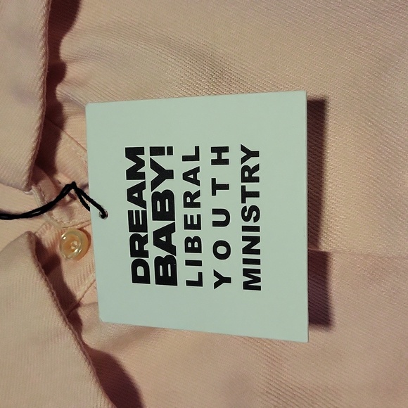 Liberal Youth Ministry Cropped Denim Button Up Shirt in Baby Pink M NWT HTF - Picture 9 of 13